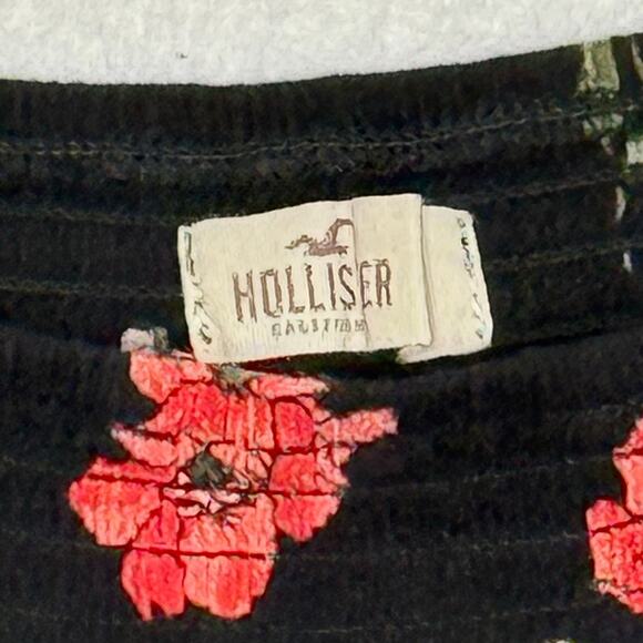 Hollister Floral Off the Shoulder Sz Med Bell Sleeves Crop Boho Peasant Y2K Top - Picture 3 of 11